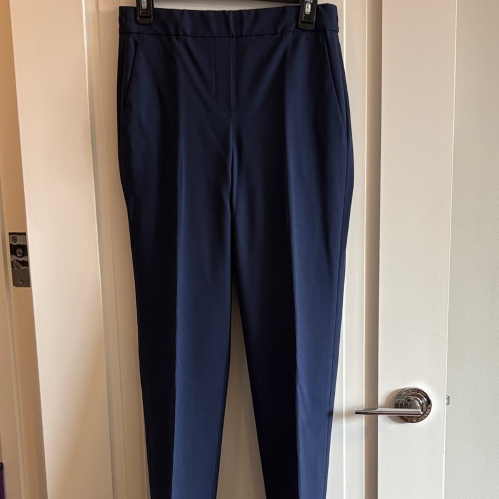 Theory Navy Straight-Leg Dress Pants